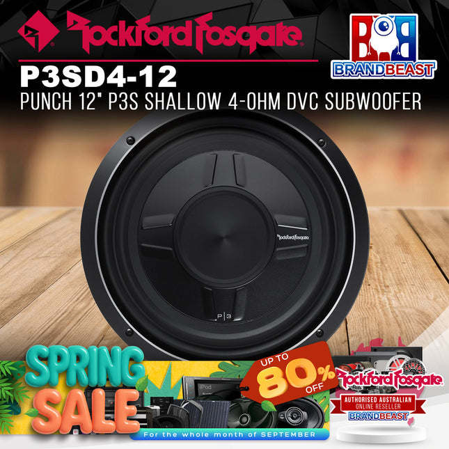 Rockford Fosgate P3SD4-12 Punch 12" P3S Shallow 4-Ohm DVC Subwoofer