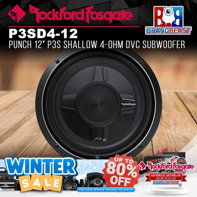 Rockford Fosgate P3SD4-12 Punch 12" P3S Shallow 4-Ohm DVC Subwoofer