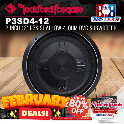 Rockford Fosgate P3SD4-12 Punch 12" P3S Shallow 4-Ohm DVC Subwoofer