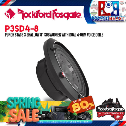 Rockford Fosgate P3SD4-8 Punch 8" P3S Shallow 4-Ohm DVC Subwoofer