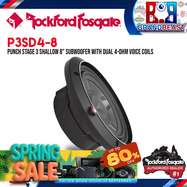 Rockford Fosgate P3SD4-8 Punch 8" P3S Shallow 4-Ohm DVC Subwoofer