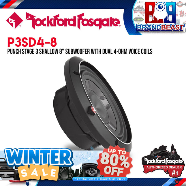 Rockford Fosgate P3SD4-8 Punch 8" P3S Shallow 4-Ohm DVC Subwoofer