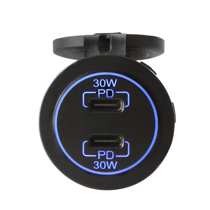 DNA Audio PA013 Universal Round Mount Dual 30W PD USB-C Charger 12/24V - High-Speed Vehicle Charging Solution