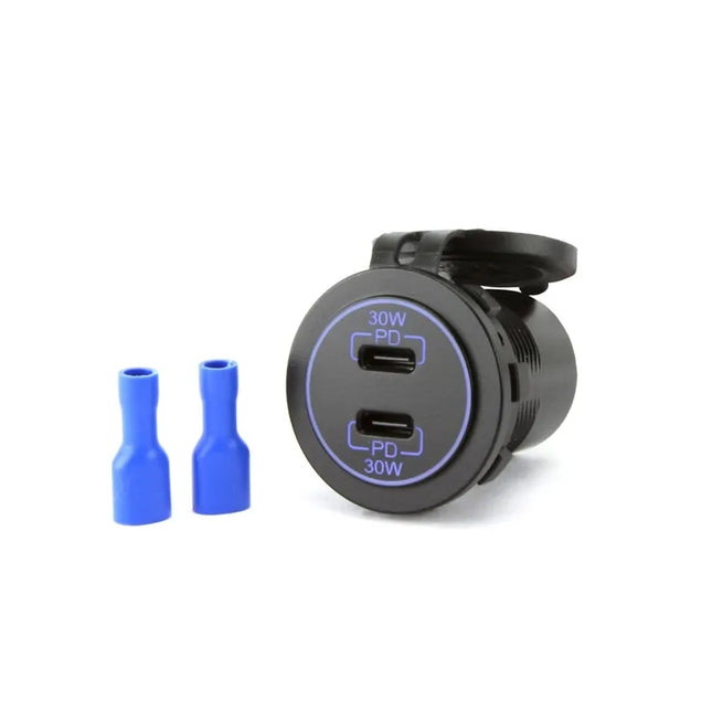 DNA Audio PA013 Universal Round Mount Dual 30W PD USB-C Charger 12/24V - High-Speed Vehicle Charging Solution