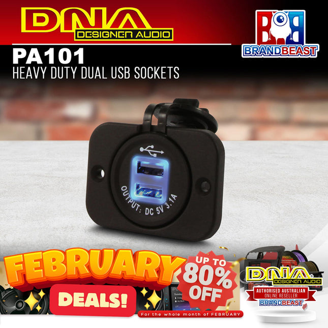 DNA PA101 12V 20A Heavy-Duty Dual USB Flush Mount Socket