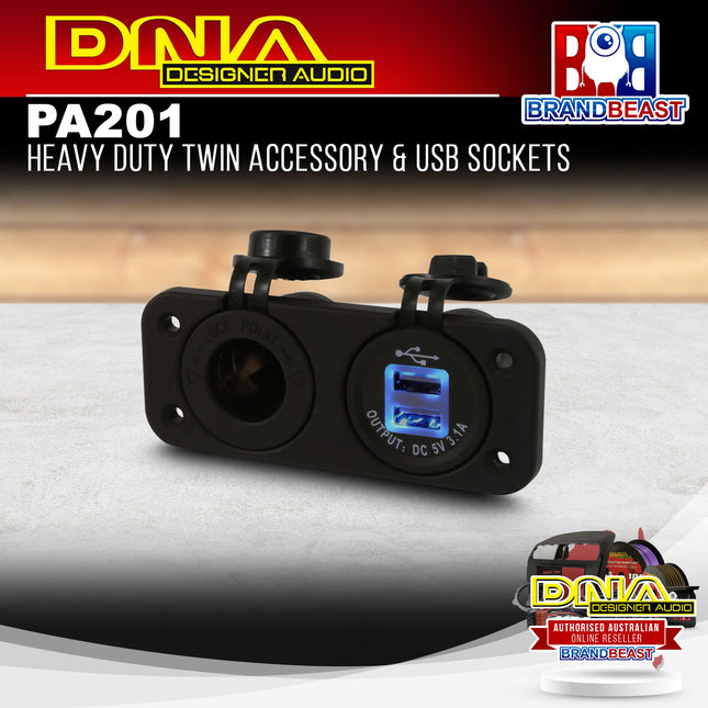 DNA PA201 Heavy Duty Twin Accessory & USB Sockets