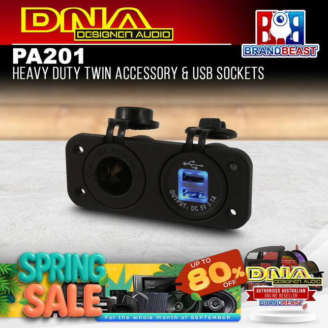 DNA PA201 Heavy Duty Twin Accessory & USB Sockets