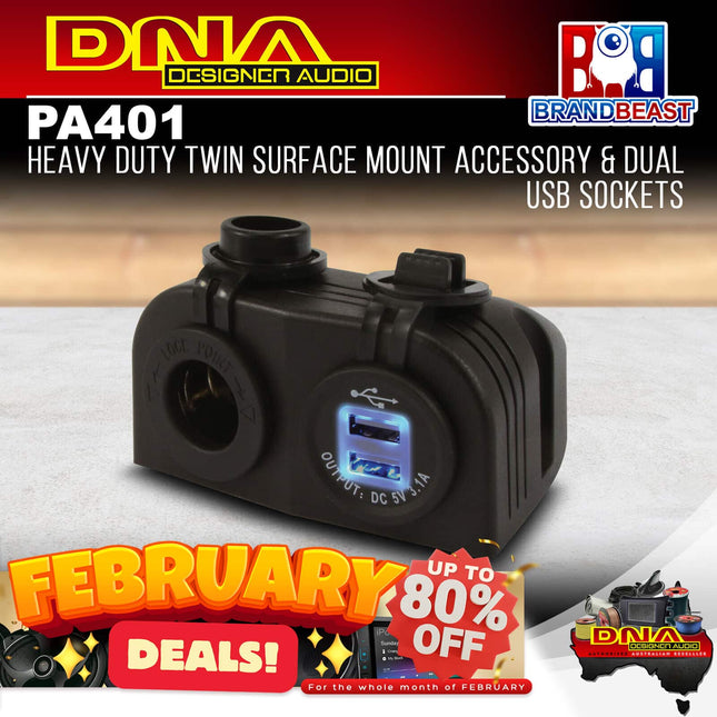 DNA PA401 Heavy Duty Twin Surface Mount Accessory &amp; Dual USB Sockets