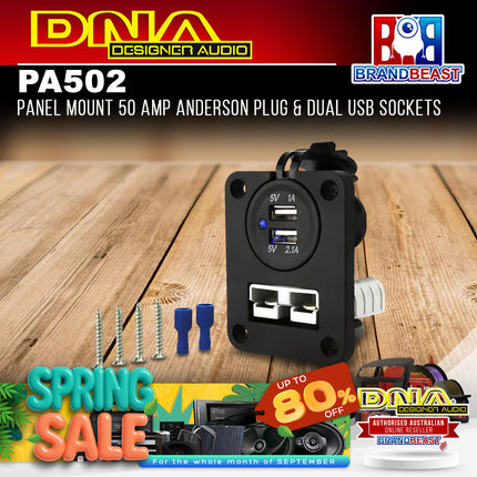 DNA PA502 Panel Mount 50 Amp Anderson Plug & Dual USB Sockets
