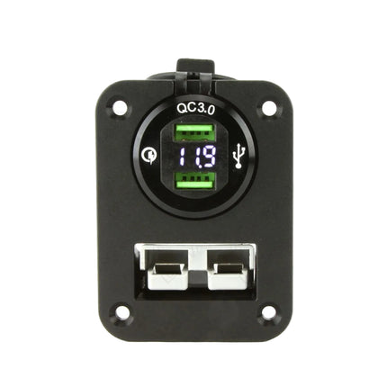 DNA PA503 Panel Mount 50 Amp Anderson Plug & Dual QC USB Sockets & Volt Meter