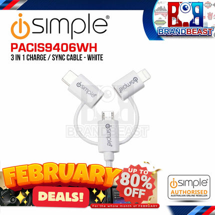 iSimple PACIS9406WH White uLinx 3-in-1 Charging Sync Cable