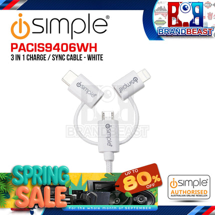 iSimple PACIS9406WH White uLinx 3-in-1 Charging Sync Cable