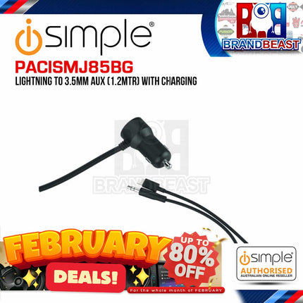 iSimple PACISMJ85BG 1.2-Metre Lightning To 3.5mm AUX ‚Äì Streaming &amp; Charging