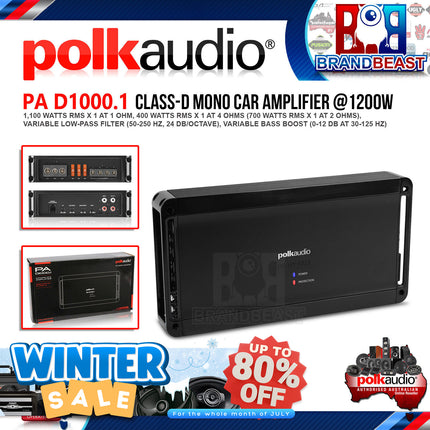 Polk Audio PA D1000.1 1200W PA D Series Monoblock Class D Amplifier