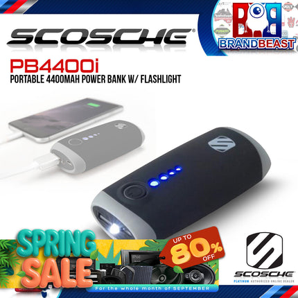 Scosche PB4400i GoBat 4400 Portable 4400mAh Powerbank with Flashlight - Black