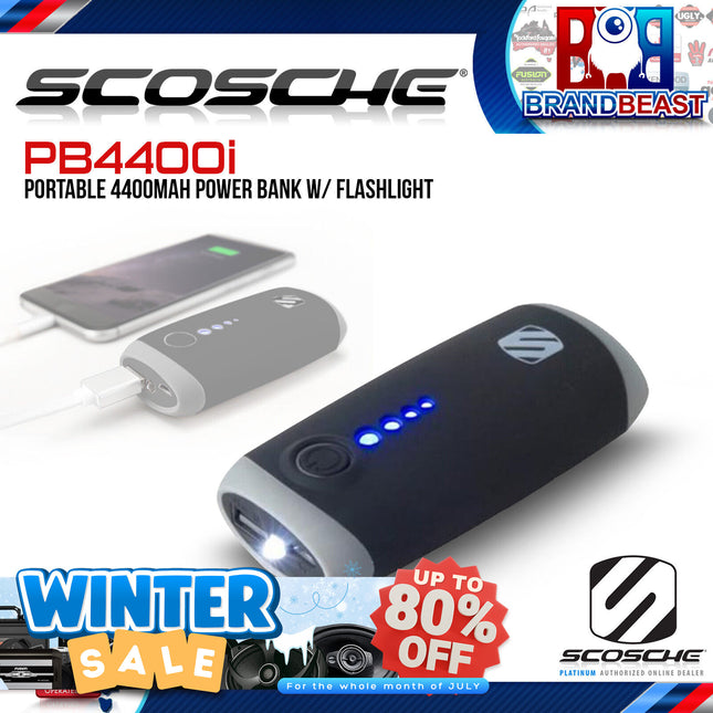 Scosche PB4400i GoBat 4400 Portable 4400mAh Powerbank with Flashlight - Black