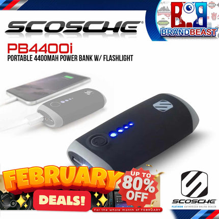 Scosche PB4400i GoBat 4400 Portable 4400mAh Powerbank with Flashlight - Black