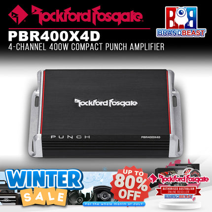 Rockford Fosgate PBR400X4D Punch 400 Watt Full-Range 4-Channel Amplifier
