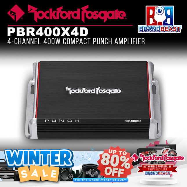 Rockford Fosgate PBR400X4D Punch 400 Watt Full-Range 4-Channel Amplifier