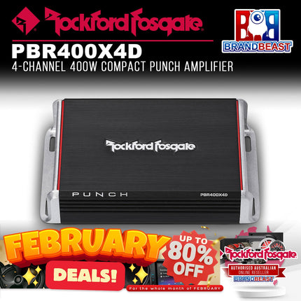 Rockford Fosgate PBR400X4D Punch 400 Watt Full-Range 4-Channel Amplifier