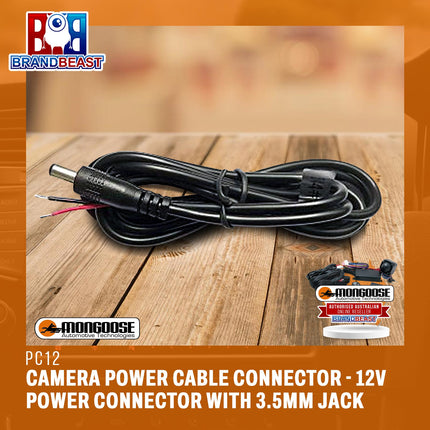 MONGOOSE PC12 Camera Power Cable Connector  12V Power Connector with 3.5mm Jack