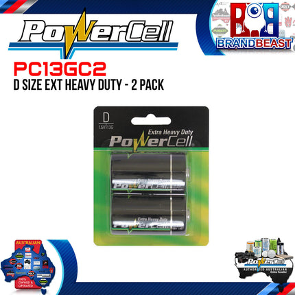 Powercell PC13GC2 D Size Extra Heavy Duty 2 Pack