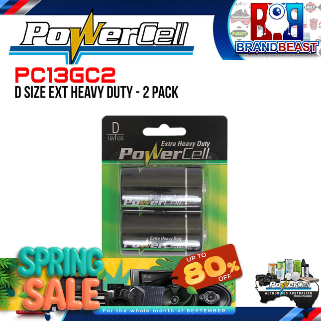 Powercell PC13GC2 D Size Extra Heavy Duty 2 Pack