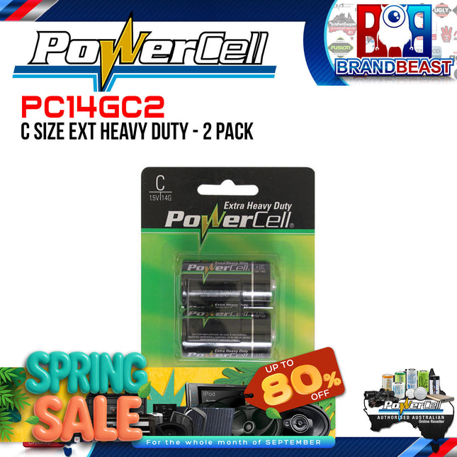 Powercell PC14GC2 C Size Extra Heavy Duty 2 Pack