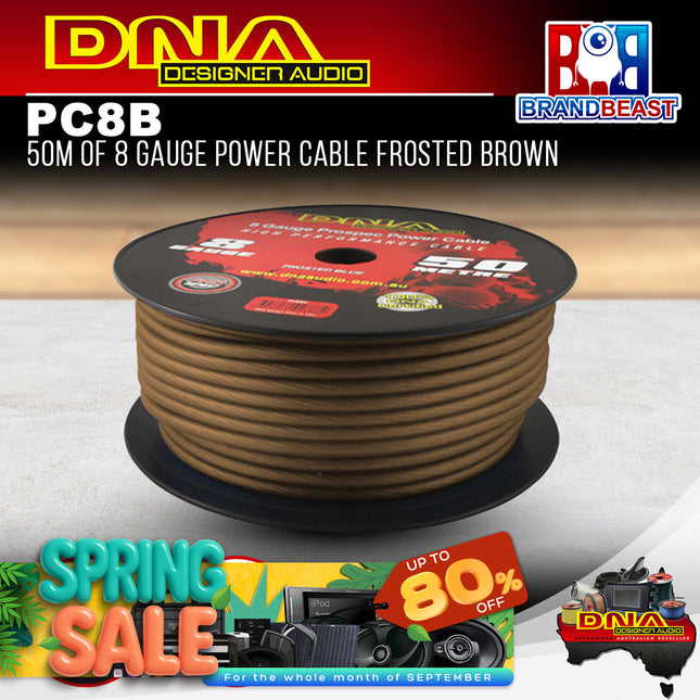 DNA PC8B 8 Gauge Power Cable Frosted Brown - 50 Metres
