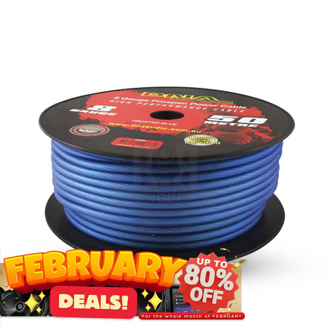 DNA PC8BU 8 Gauge Power Cable Frosted Blue - 50 Metres