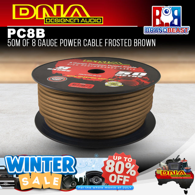 DNA PC8B 8 Gauge Power Cable Frosted Brown - 50 Metres
