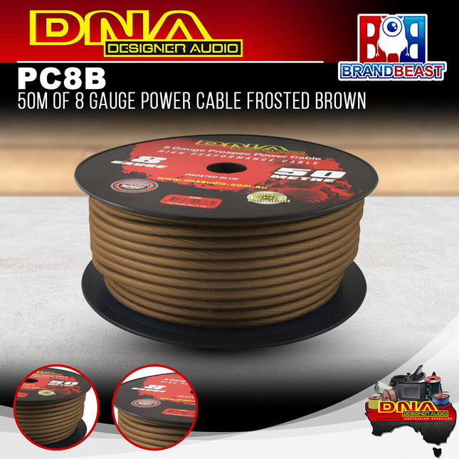 DNA PC8B 8 Gauge Power Cable Frosted Brown - 50 Metres