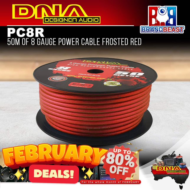 DNA PC8R 8 Gauge Power Cable Frosted Red - 50 Metres