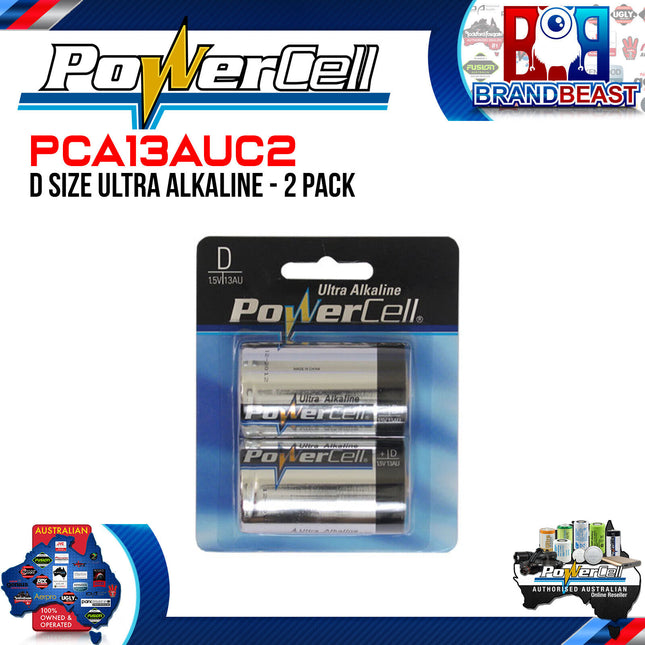 Powercell PCA13AUC2 D Size Ultra Alkaline 2 Pack