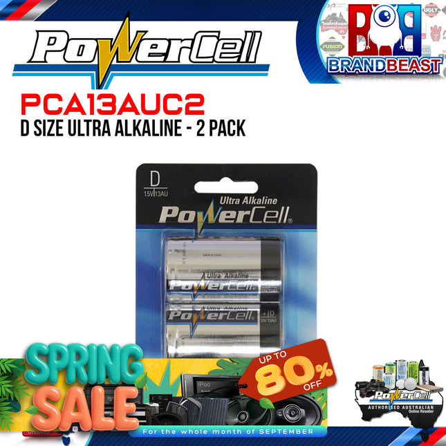 Powercell PCA13AUC2 D Size Ultra Alkaline 2 Pack