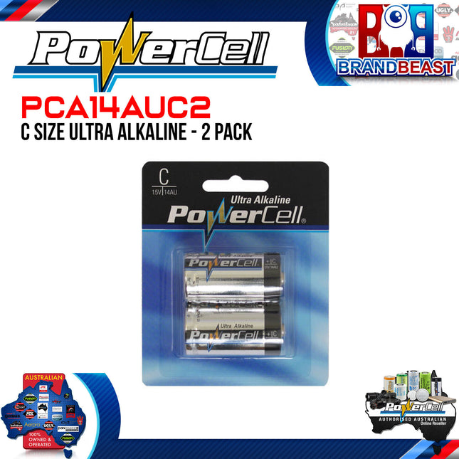 Powercell PCA14AUC2 C Size Ultra Alkaline 2 Pack