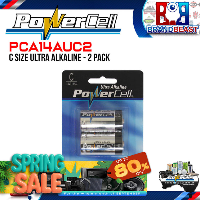 Powercell PCA14AUC2 C Size Ultra Alkaline 2 Pack