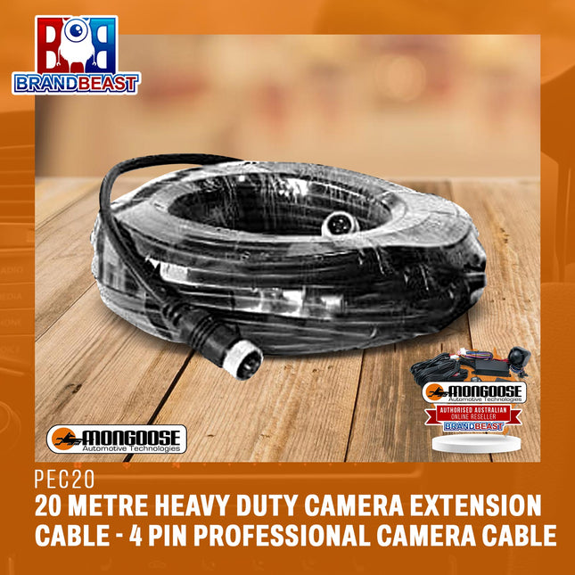MONGOOSE PEC20 20 Metre Heavy Duty Camera Extension Cable - 4 Pin Professional Camera Cable