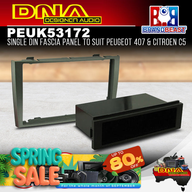 DNA PEU-K16044 Single DIN Fascia Panel To Suit Peugeot 407 & Citroen C5