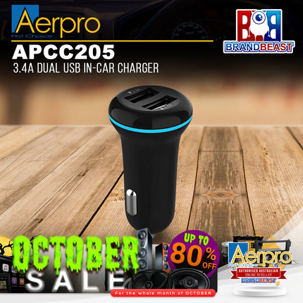 Aerpro APCC205 3.4A Dual USB In-Car Charger