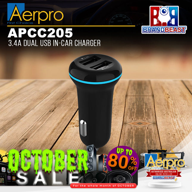 Aerpro APCC205 3.4A Dual USB In-Car Charger