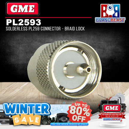 GME PL2593 Solderless PL259 Plug Braid Lock