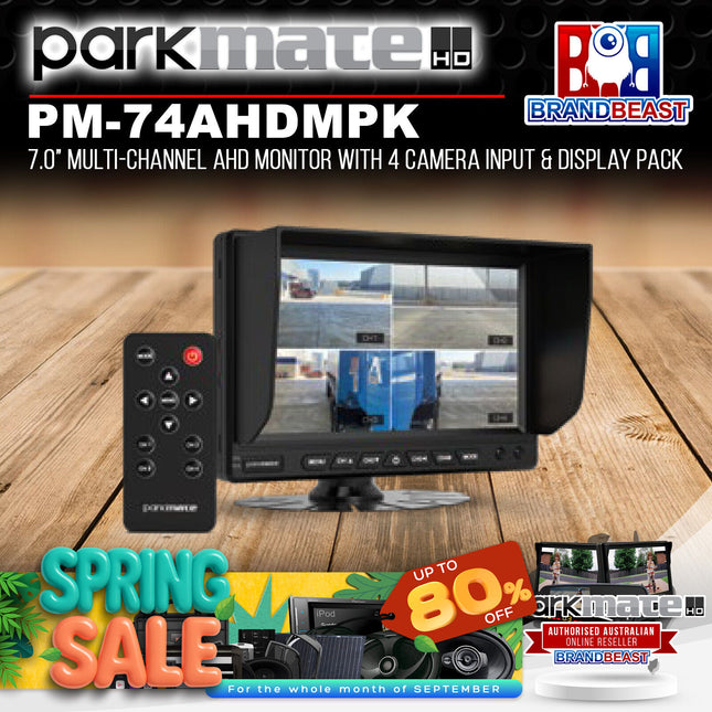 Parkmate PM-74AHDMPK 7.0" Multi-Channel AHD Monitor with 4 Camera Input & Display Pack