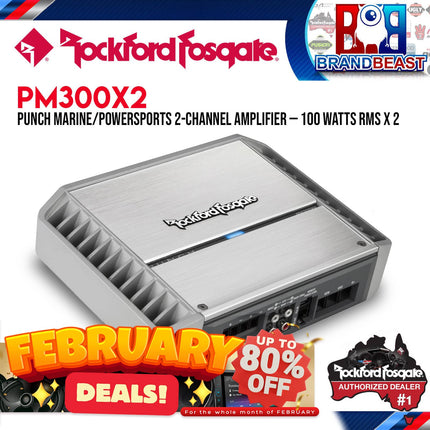 Rockford Fosgate PM300X2 Punch Marine 300 Watt 2-Channel Amplifier