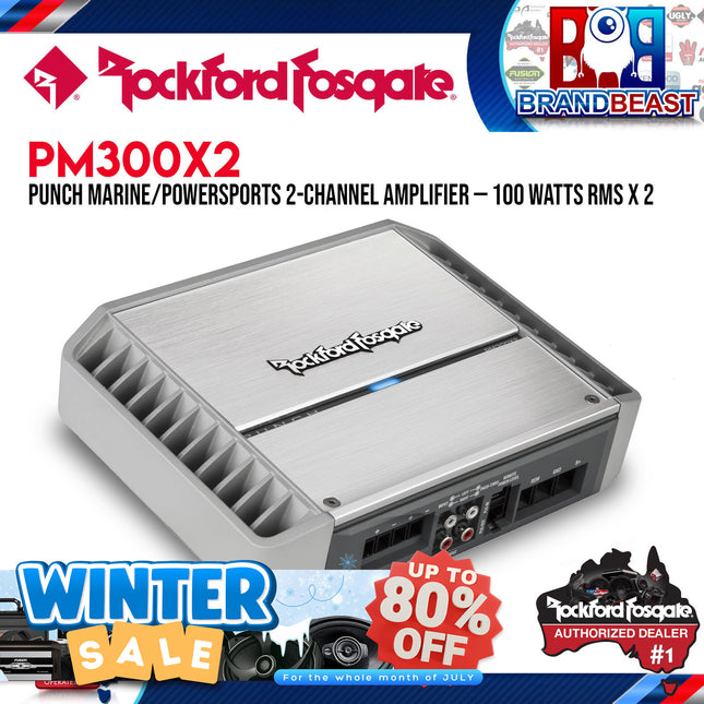 Rockford Fosgate PM300X2 Punch Marine 300 Watt 2-Channel Amplifier