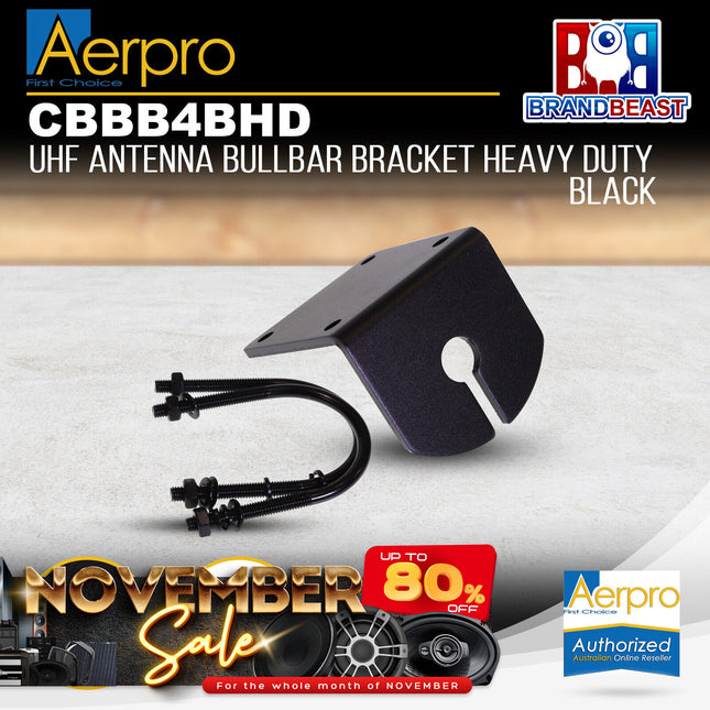 Aerpro CBBB4BHD Black Heavy Duty UHF Antenna Bullbar Bracket