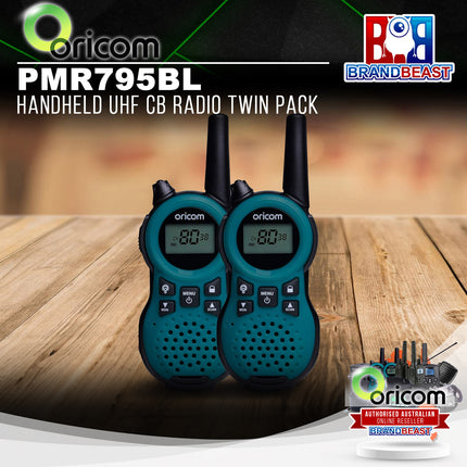Oricom PMR795BL Handheld UHF CB Radio Twin Pack