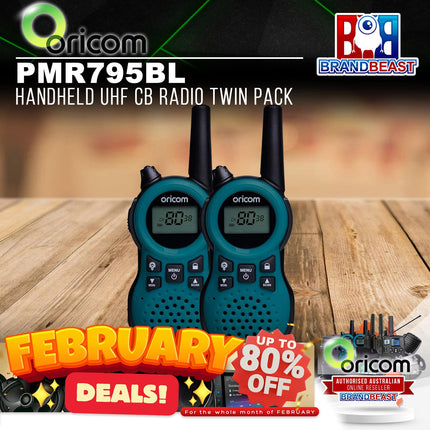 Oricom PMR795BL Handheld UHF CB Radio Twin Pack