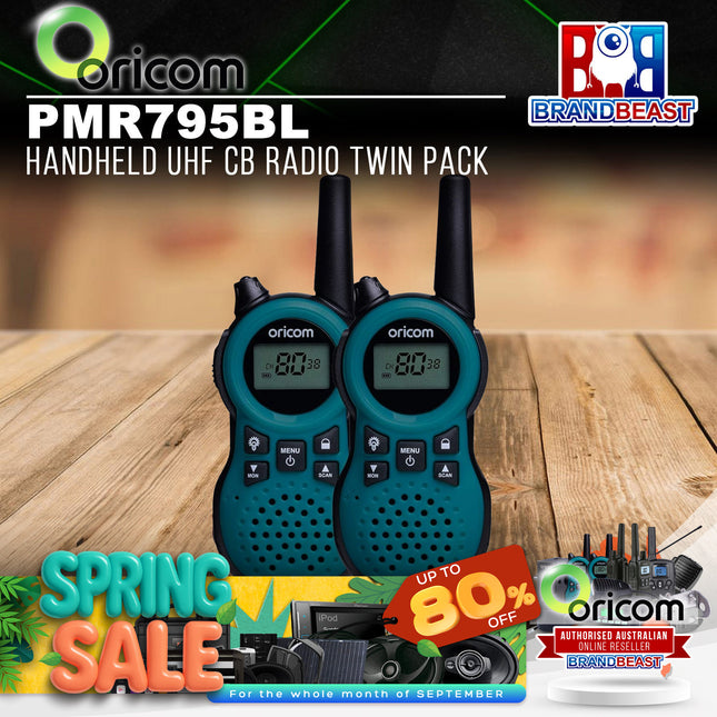 Oricom PMR795BL Handheld UHF CB Radio Twin Pack