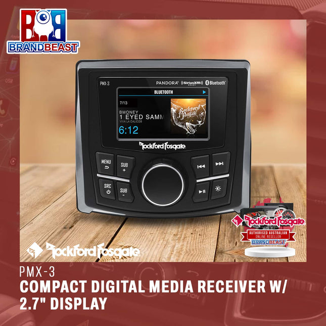 Rockford Fosgate PMX-3 Compact Digital Media Receiver w/ 2.7" Display